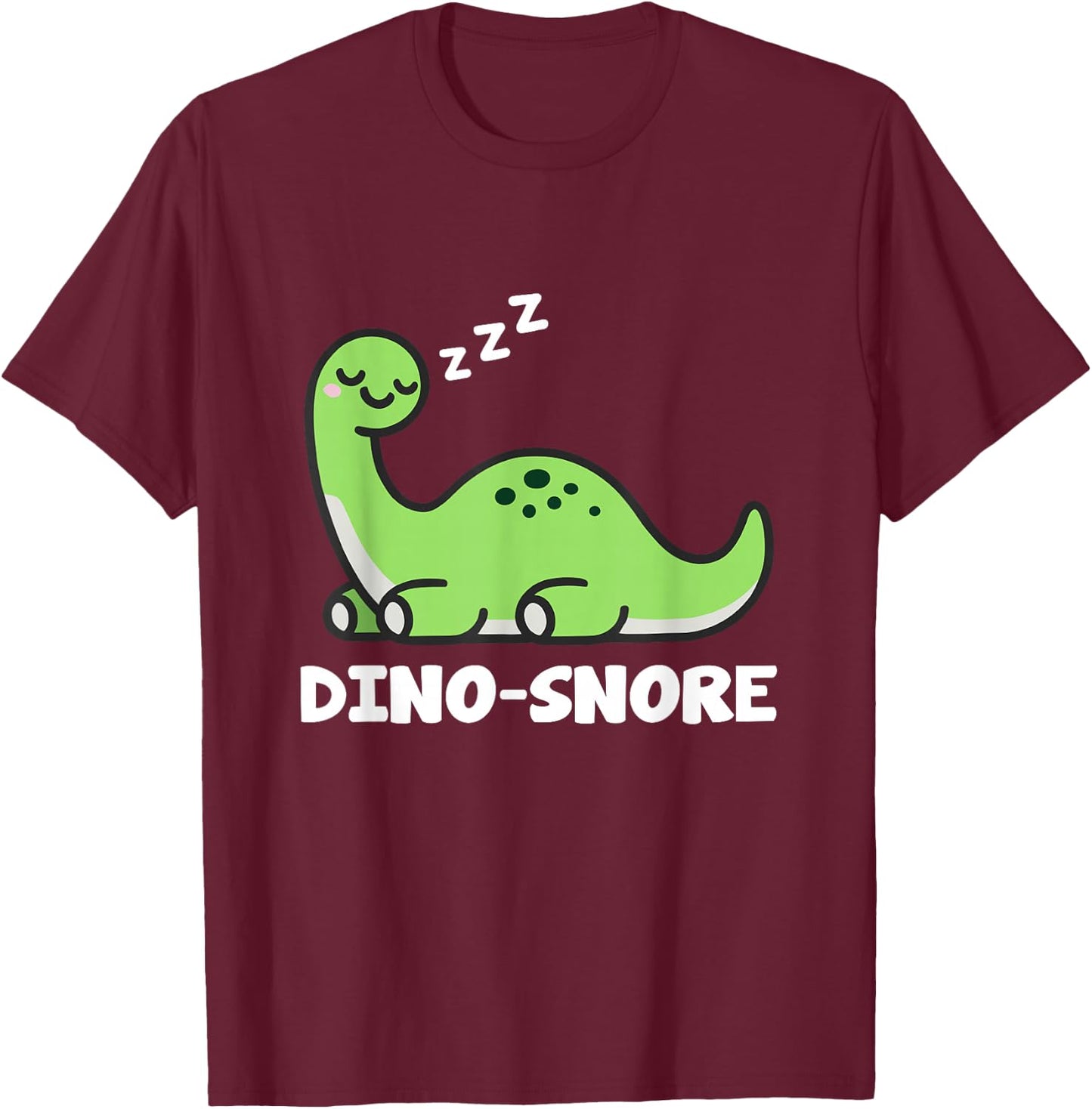 Dino Snore Adult Dinosaur T-Shirt - T-Shirt | Maroon