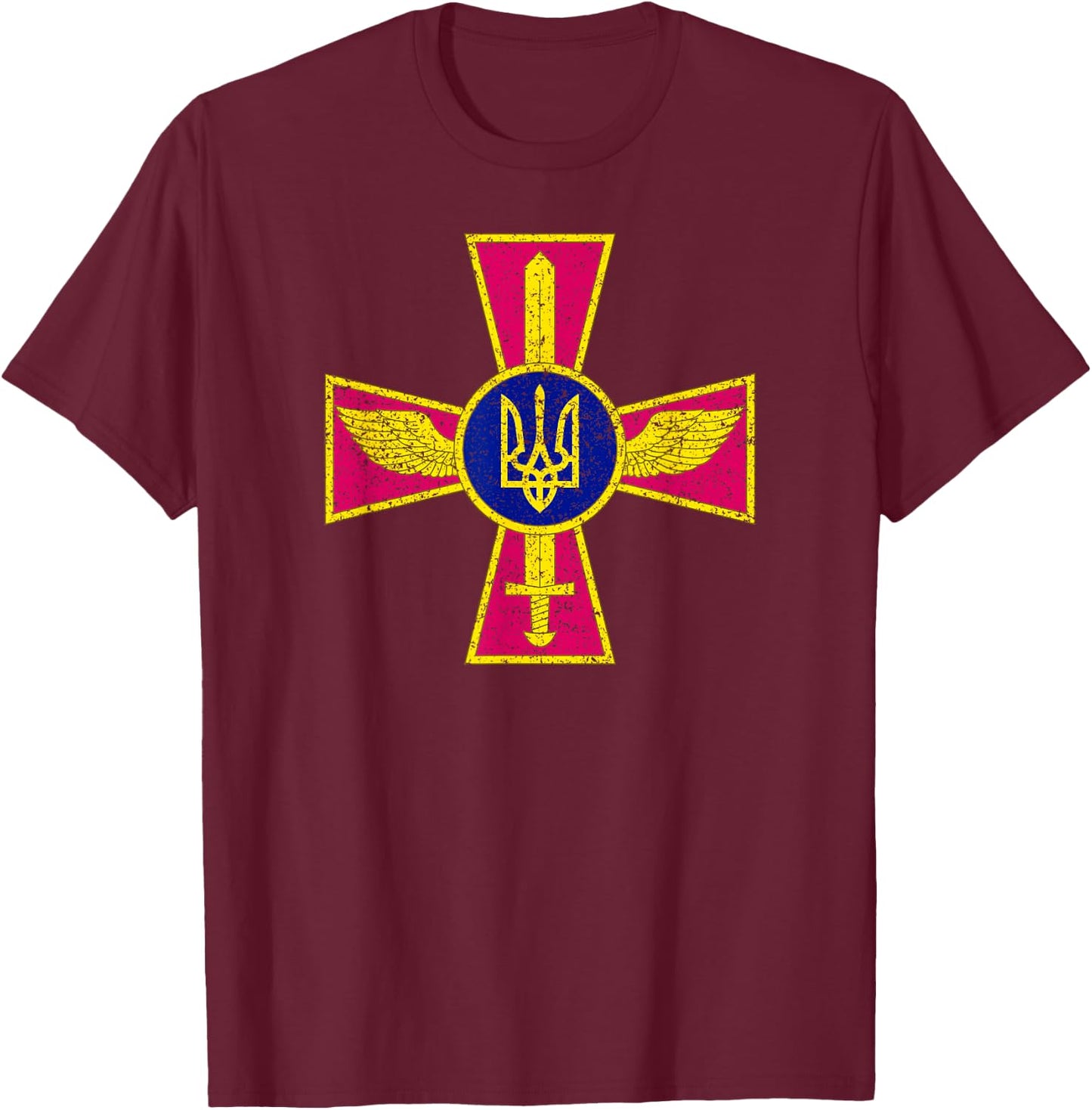 Ukrainian Air Force Emblem Ukraine Armed Forces Uaf T-Shirt - T-Shirt | Maroon