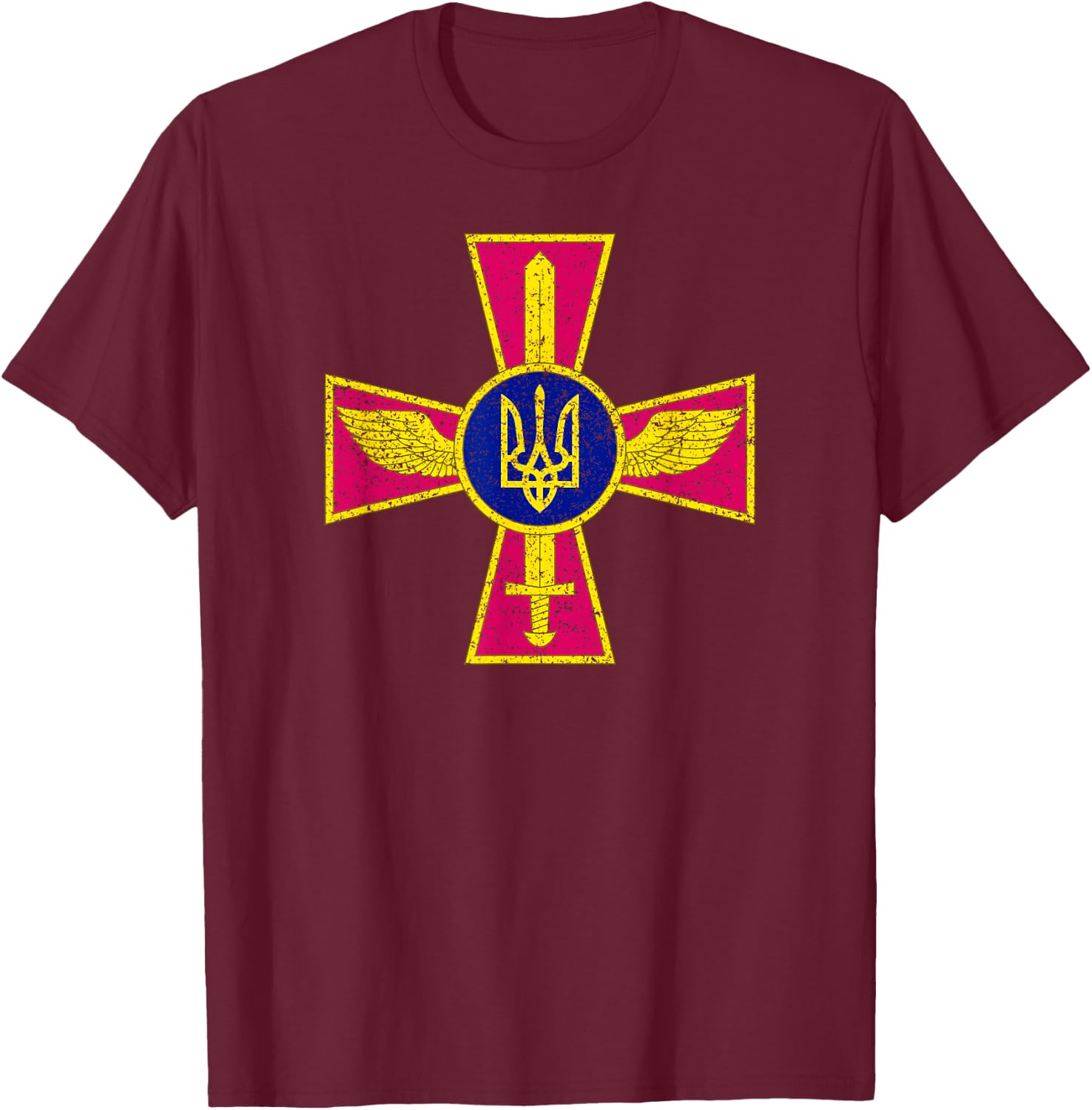 Ukrainian Air Force Emblem Ukraine Armed Forces Uaf T-Shirt - T-Shirt | Maroon