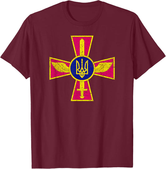 Ukrainian Air Force Emblem Ukraine Armed Forces Uaf T-Shirt - T-Shirt | Maroon