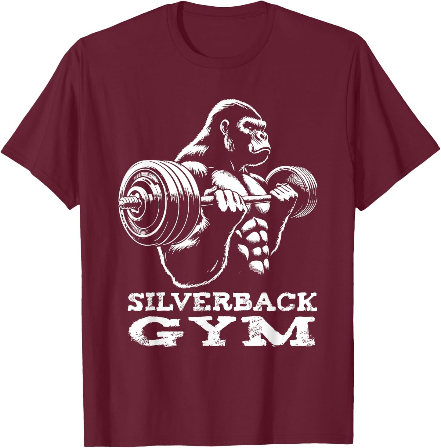 Silverback Gym Gorilla Weightlifting Workout Fitness T-Shirt - T-Shirt | Maroon