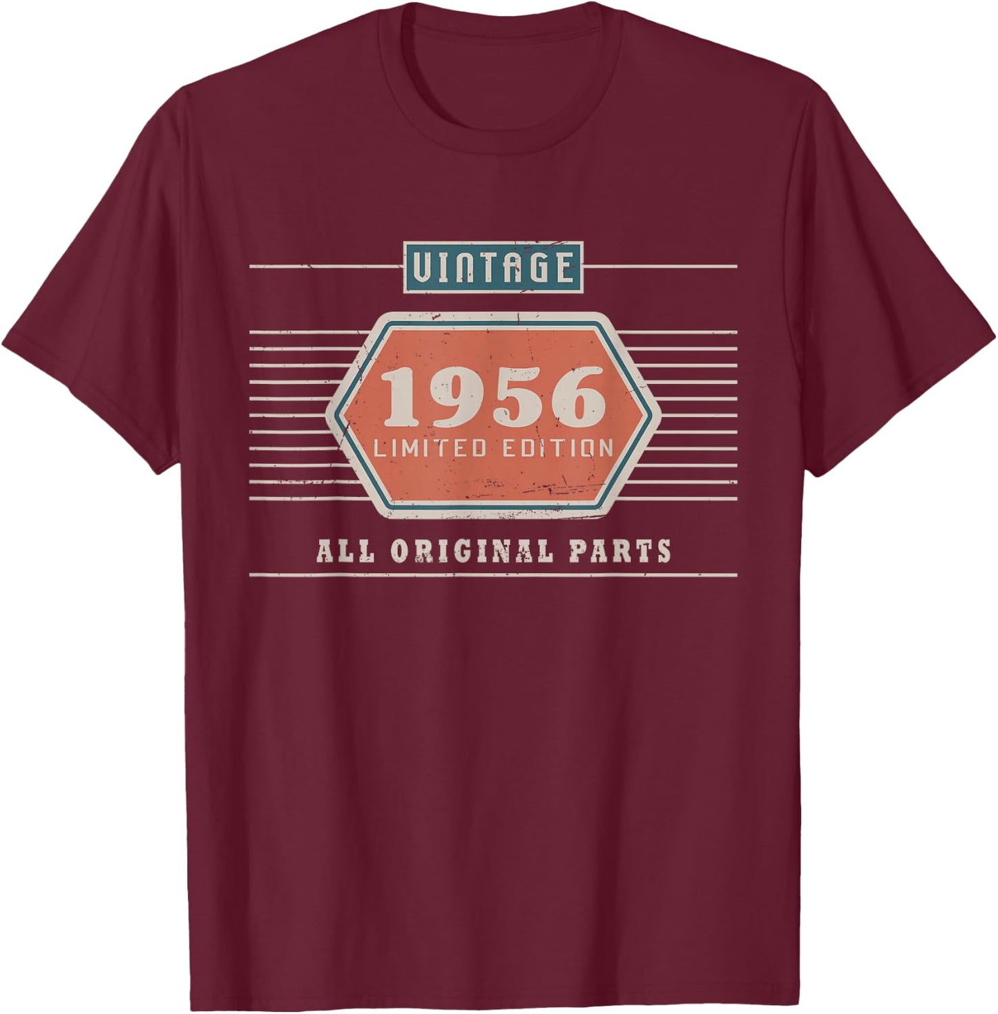 Vintage 1956, Retro 70th Birthday, 70 Years Old Birthday T-Shirt - T-Shirt | Maroon