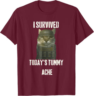 I Survived Today's Tummy Ache T-Shirt - T-Shirt | Maroon