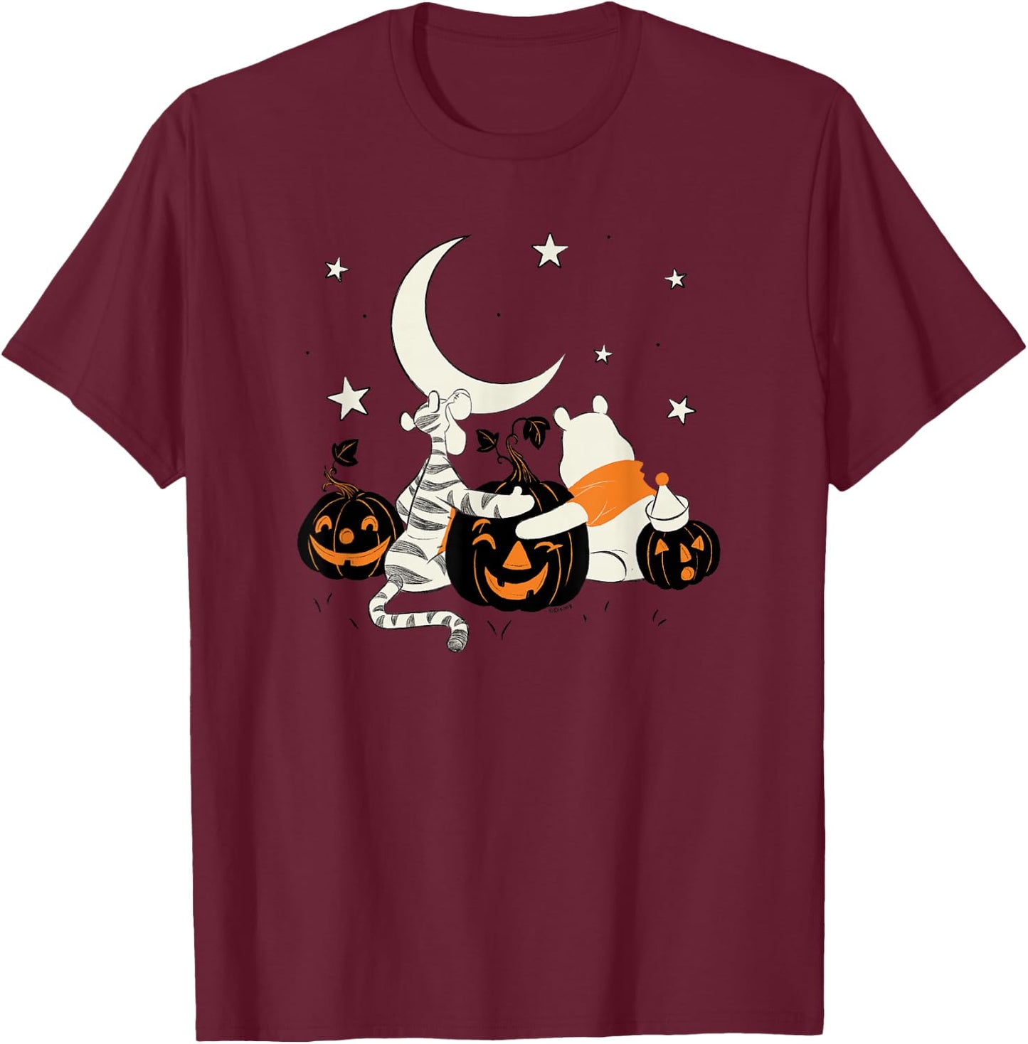 Winnie The Pooh - Halloween Tigger and Pooh Pumpkins T-Shirt - T-Shirt | Maroon