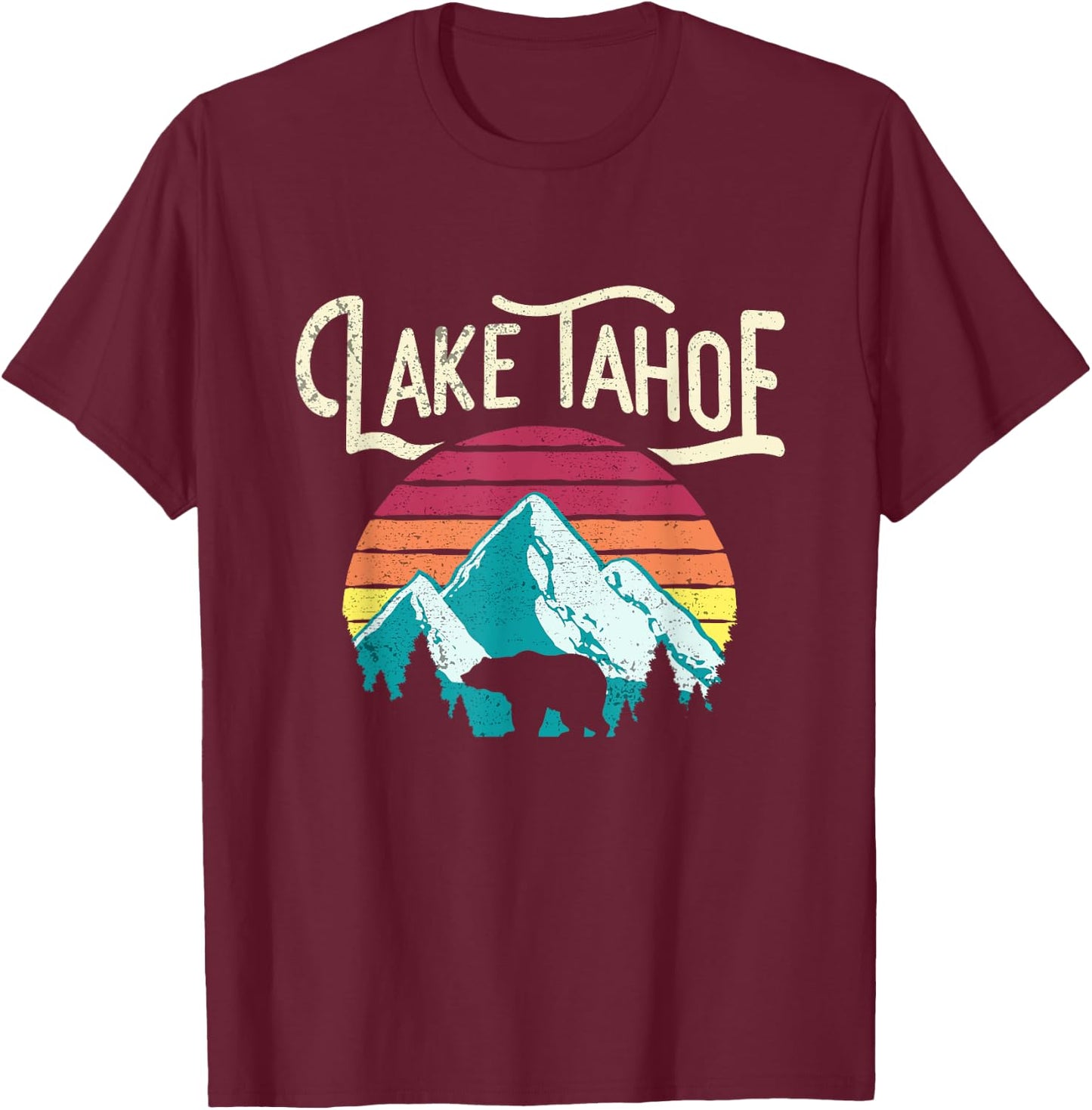 Vintage Lake Tahoe Mountain Retro T-Shirt - T-Shirt | Maroon