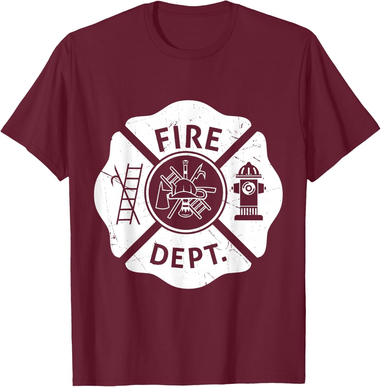 Fire Department Logo Uniform Fireman Symbol Firefighter Gear T-Shirt - T-Shirt | Maroon