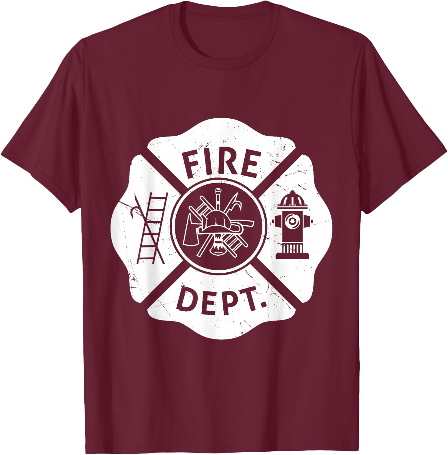 Fire Department Logo Uniform Fireman Symbol Firefighter Gear T-Shirt - T-Shirt | Maroon