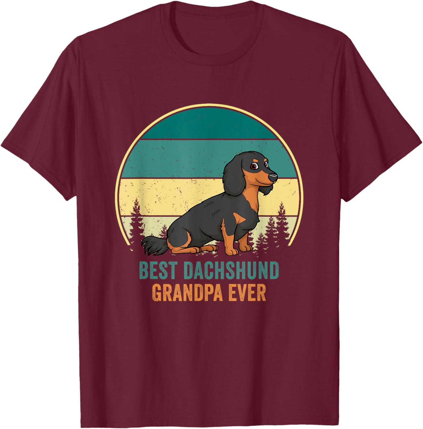 Best Dachshund Grandpa Ever Retro Vintage Weiner Dog Women T-Shirt - T-Shirt | Maroon