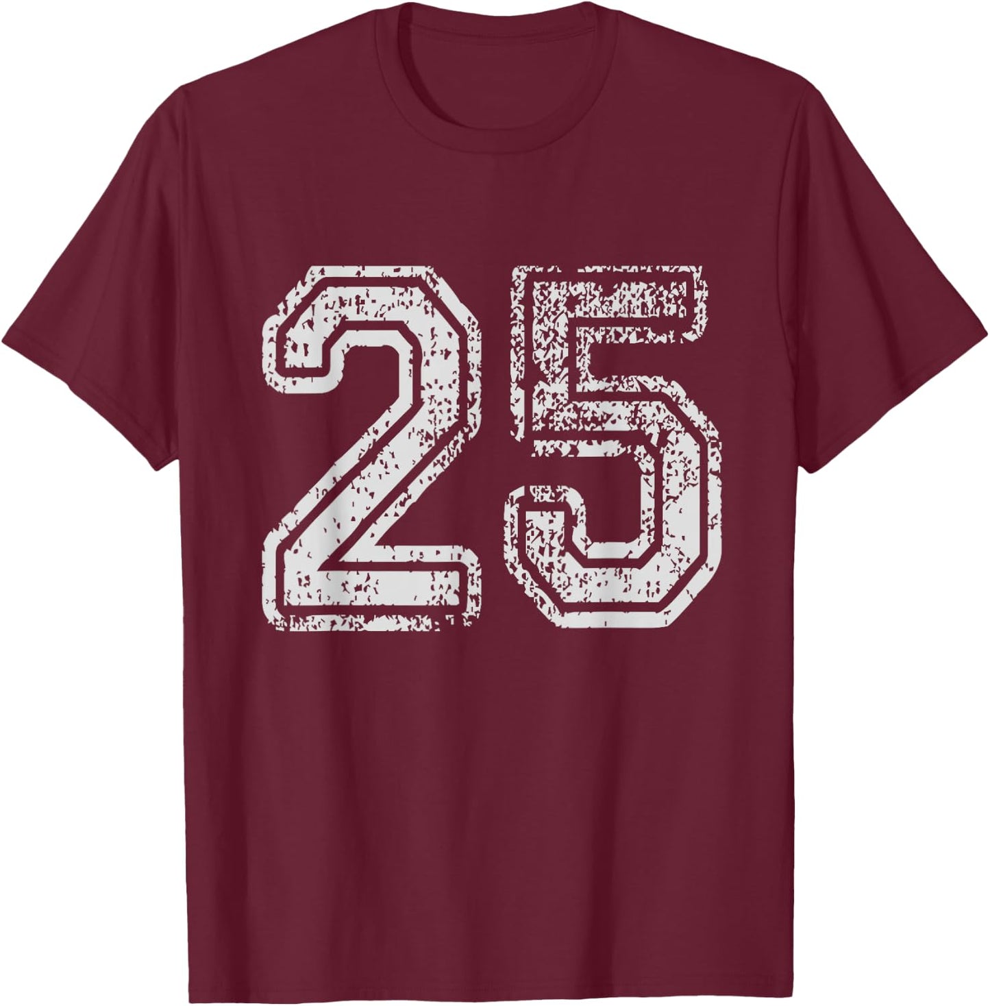 Team Jersey Uniforms Number 25 School Sports 25th Birthday T-Shirt - T-Shirt | Maroon