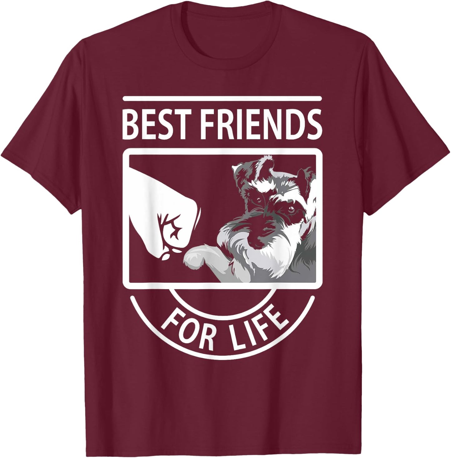 Schnauzer Best Friends For Life T-Shirt - T-Shirt | Maroon