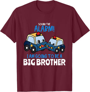 Kids Big Brother Police Car Gift Sound the Alarm Toddler T-Shirt - T-Shirt | Maroon