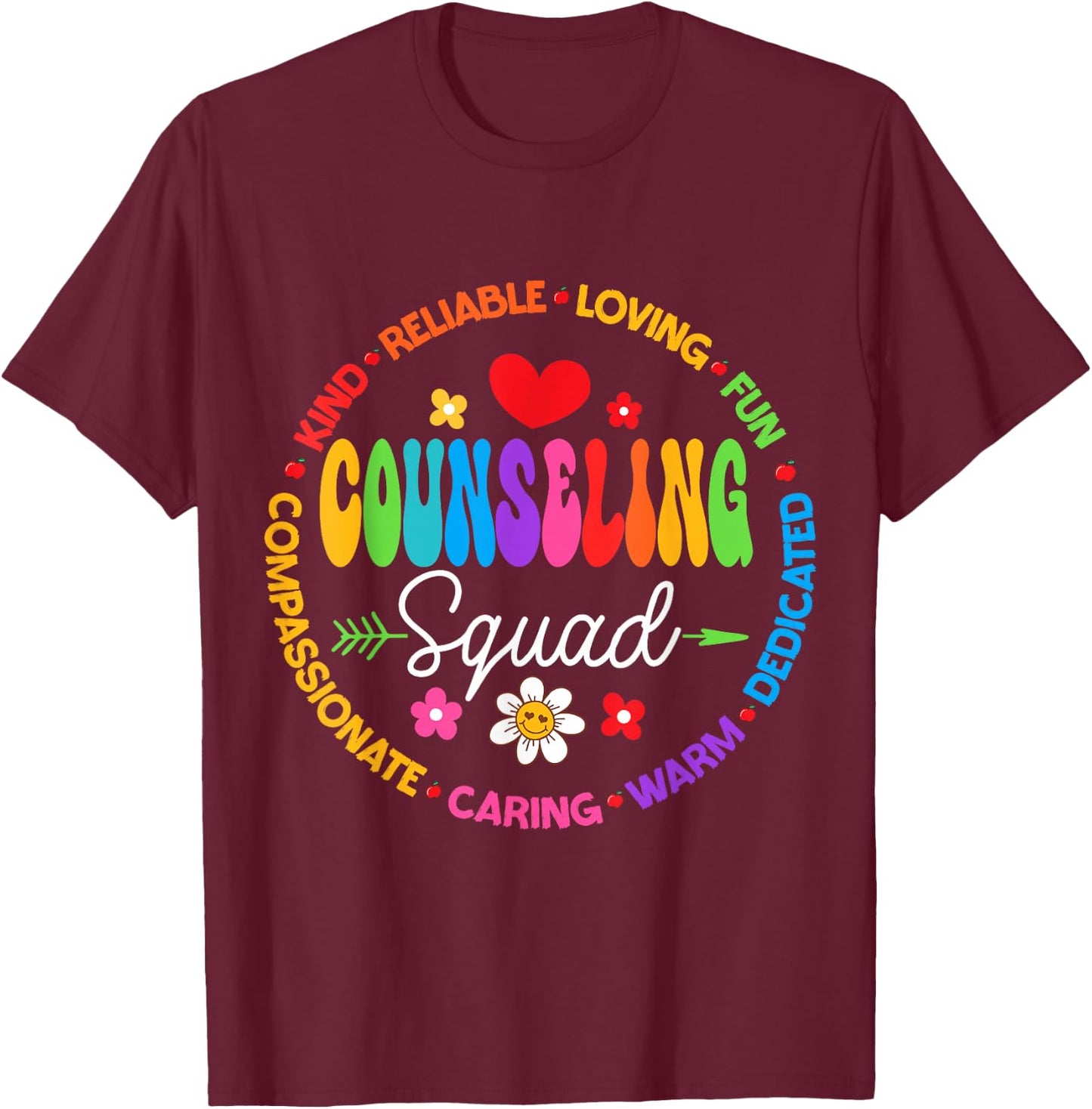Groovy Counseling Squad Office Appreciation Back to School T-Shirt - T-Shirt | Maroon