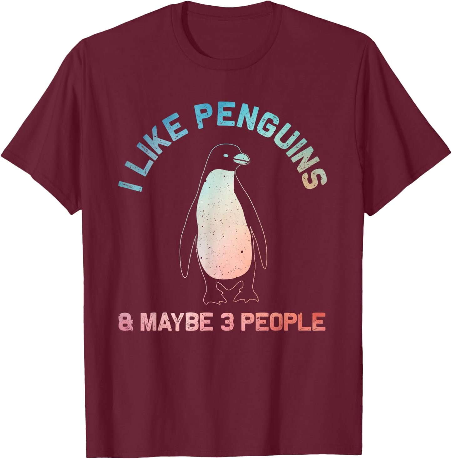 Cool Penguin Design Women Kids Animal Penguin Lover T-Shirt - T-Shirt | Maroon