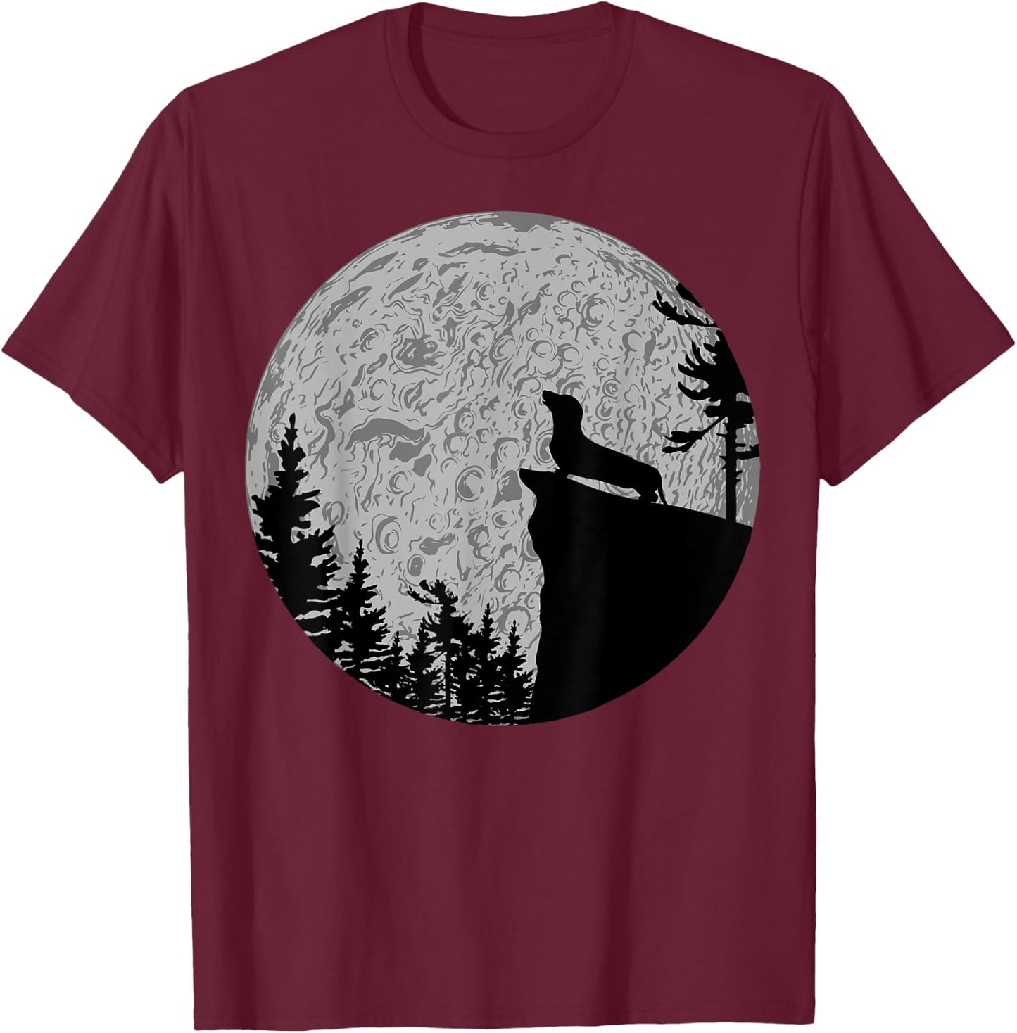 Cool Dachshund Full moon Dog Lover Men Women Girls Kids T-Shirt - T-Shirt | Maroon