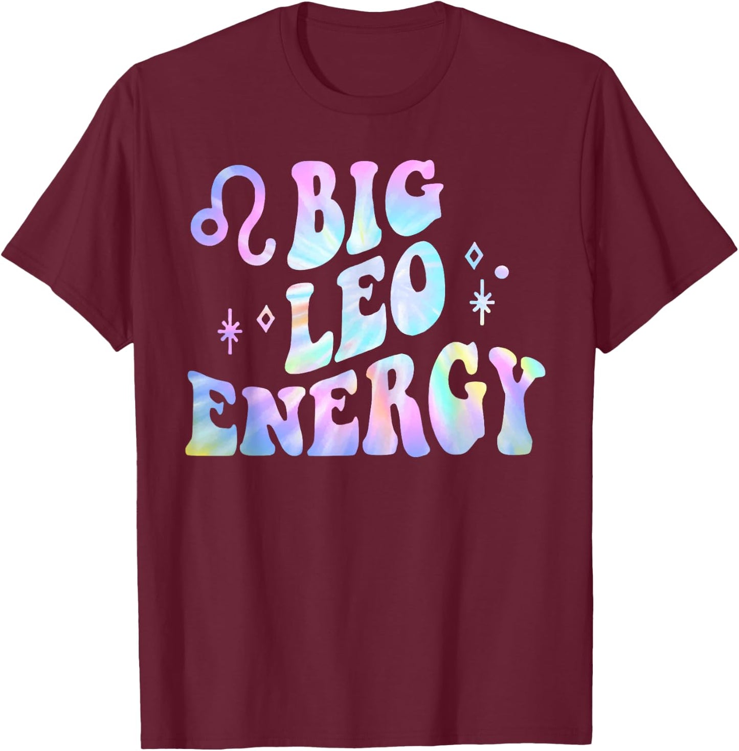 Leo Big Energy Retro Smile Flower Zodiac Birthday T-Shirt - T-Shirt | Maroon