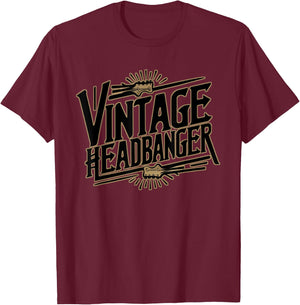 Vintage Headbanger 80's Heavy Metal Music Lovers Funny T-Shirt - T-Shirt | Maroon