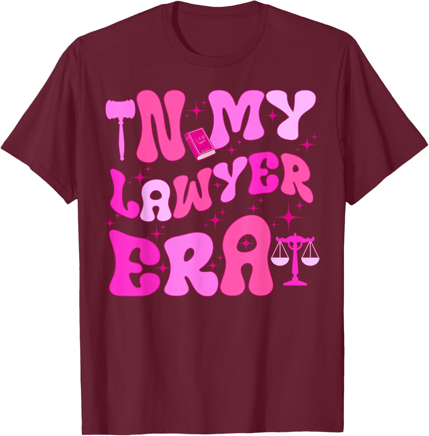 in My Lawyer Era Attorney Retro Groovy Law Student T-Shirt - T-Shirt | Maroon