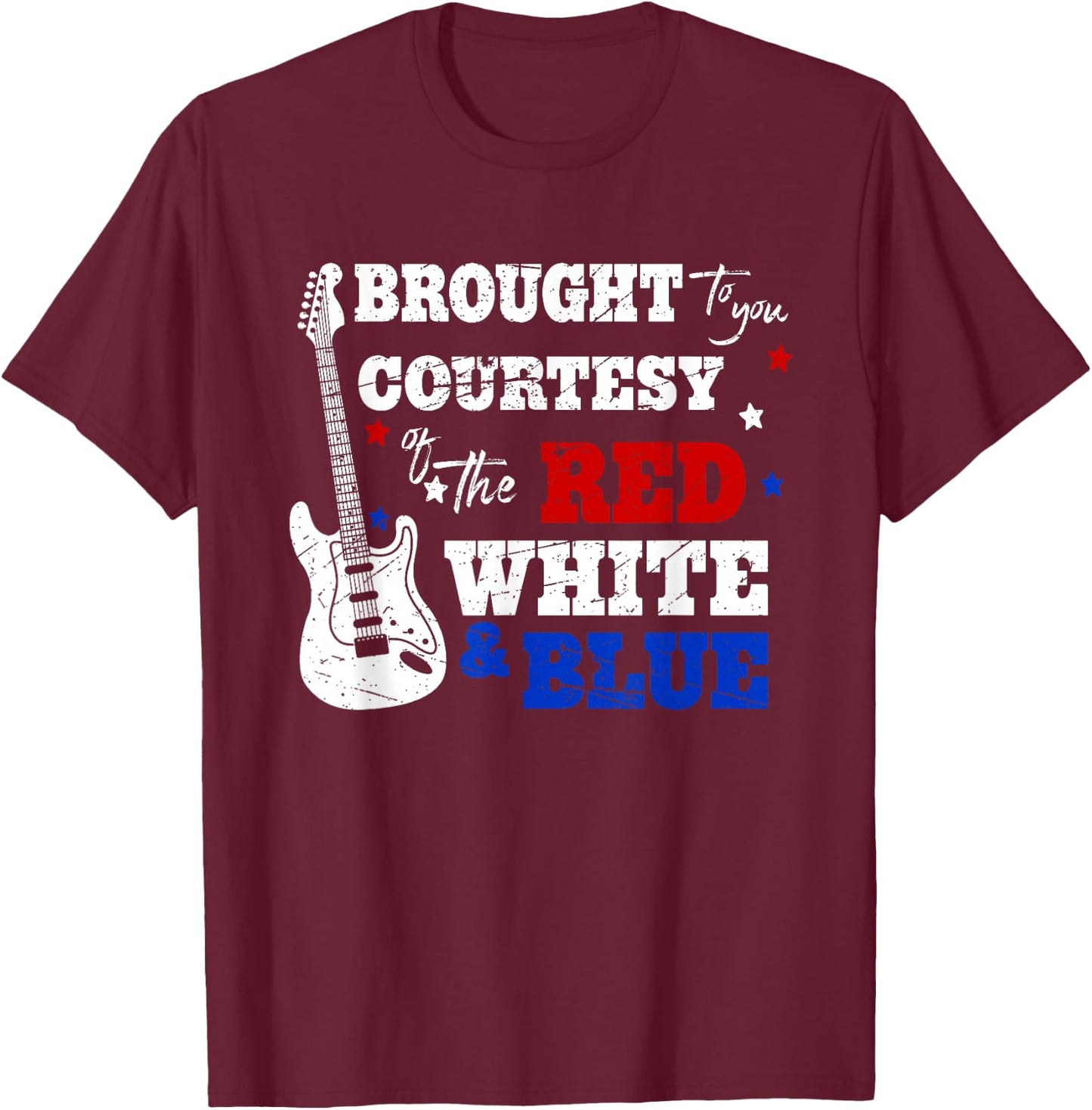 Courtesy Of The Red White And Blue, Western Country Music T-Shirt - T-Shirt | Maroon