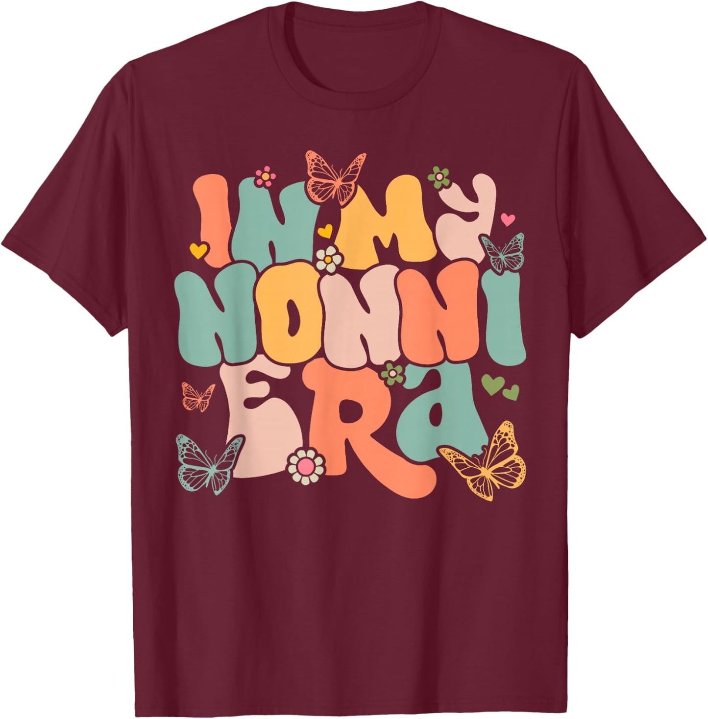 Retro Groovy In My Nonni Era Mother's Day T-Shirt - T-Shirt | Maroon