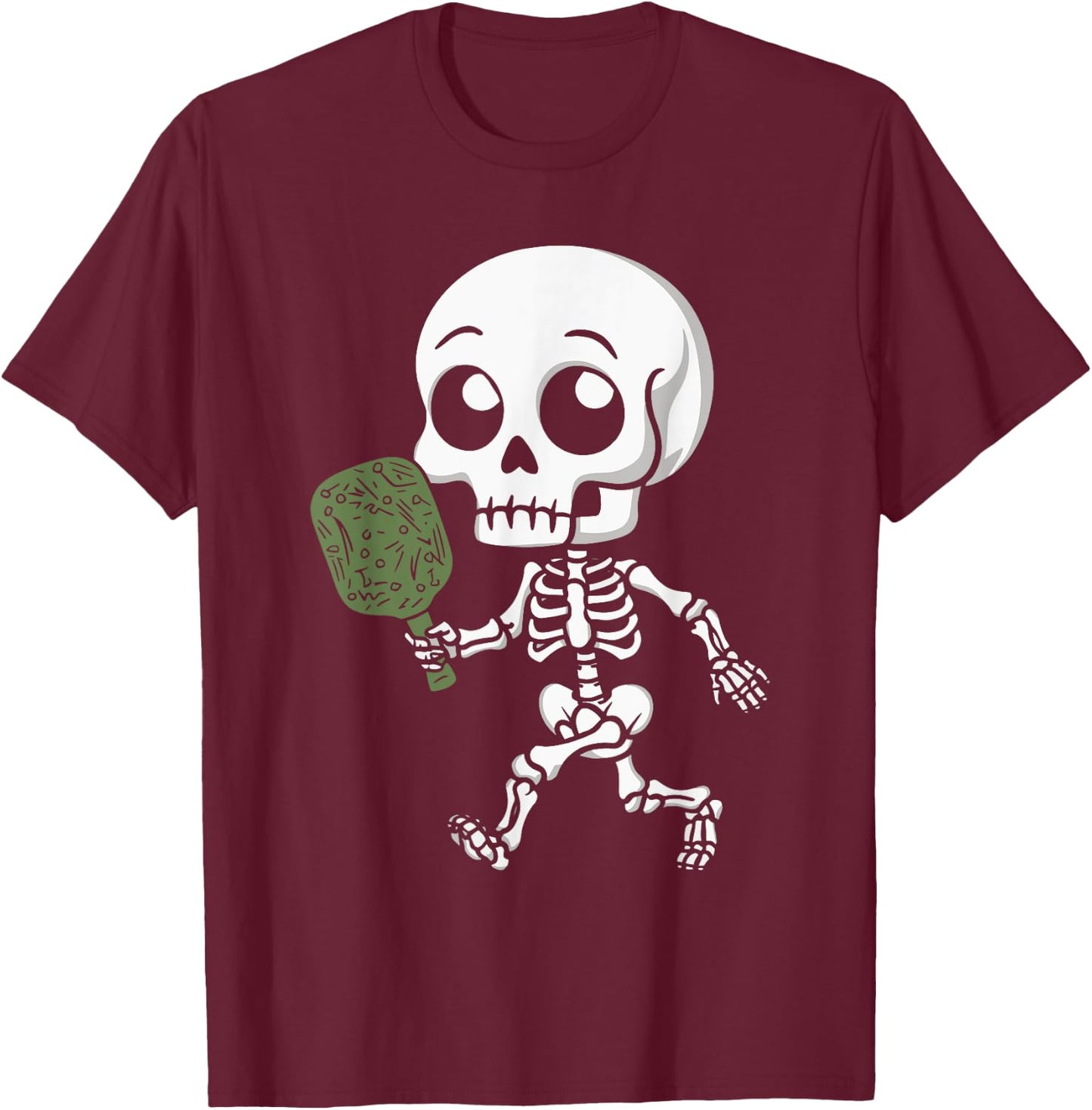Skeleton Pickleball Costume T-Shirt - T-Shirt | Maroon