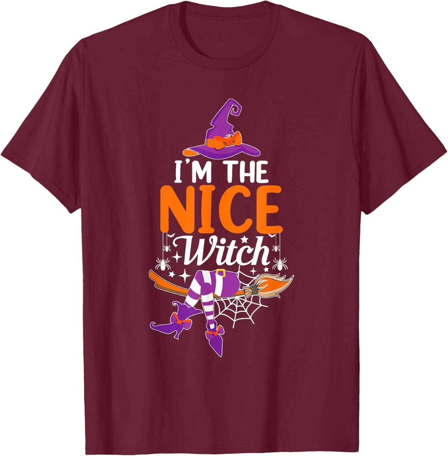 I'm The Nice Witch Funny Halloween Family Matching T-Shirt - T-Shirt | Maroon
