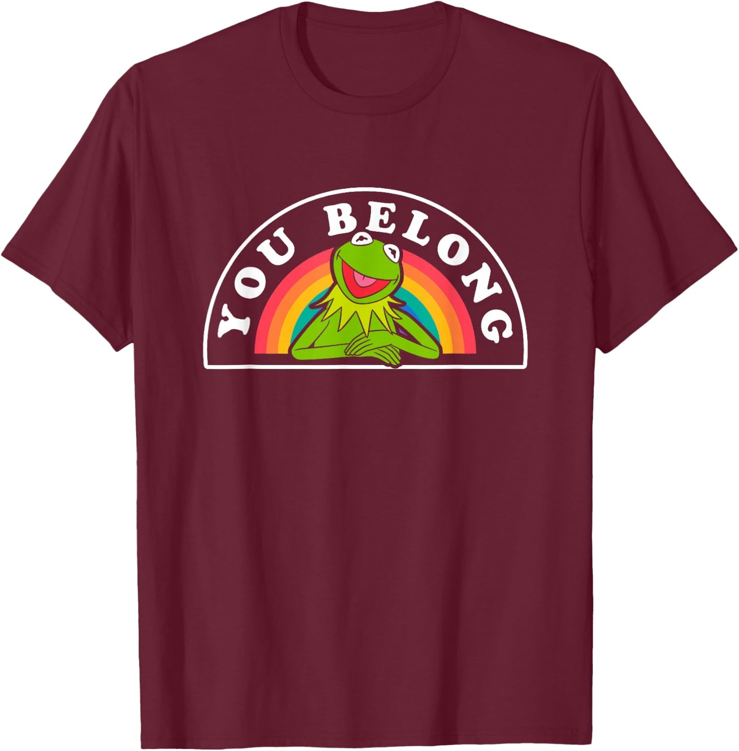 Disney The Muppets Kermit You Belong Rainbow T-Shirt - T-Shirt | Maroon