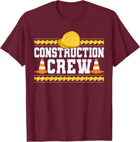 Construction Crew Highway Worker Birthday T-Shirt - T-Shirt | Maroon
