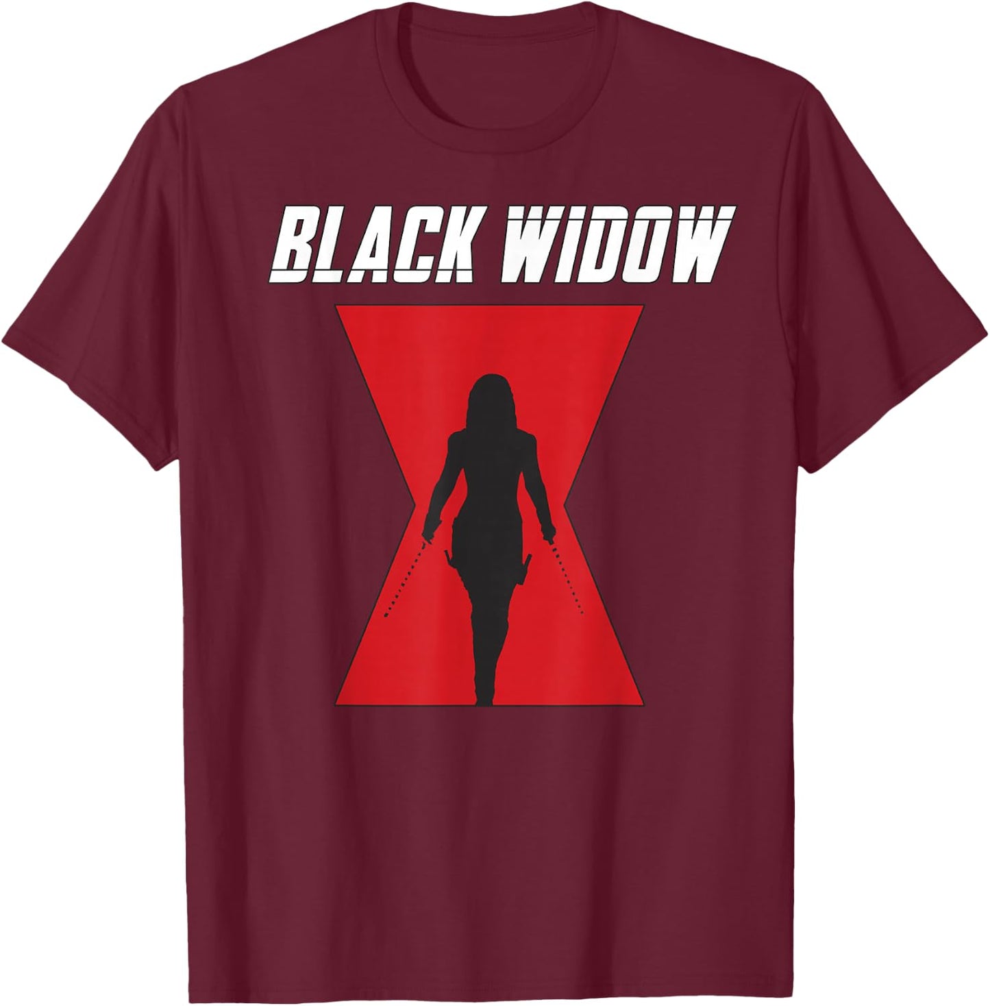 Marvel Black Widow Logo Silhouette Small T-Shirt - T-Shirt | Maroon