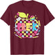 Pre-K Teachers Apples Retro Smile Face Back To School T-Shirt - T-Shirt | Maroon