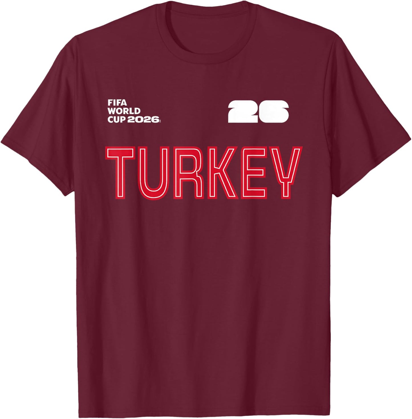 FIFA World CUP26 Turkey Outline Graphic T-Shirt - T-Shirt | Maroon