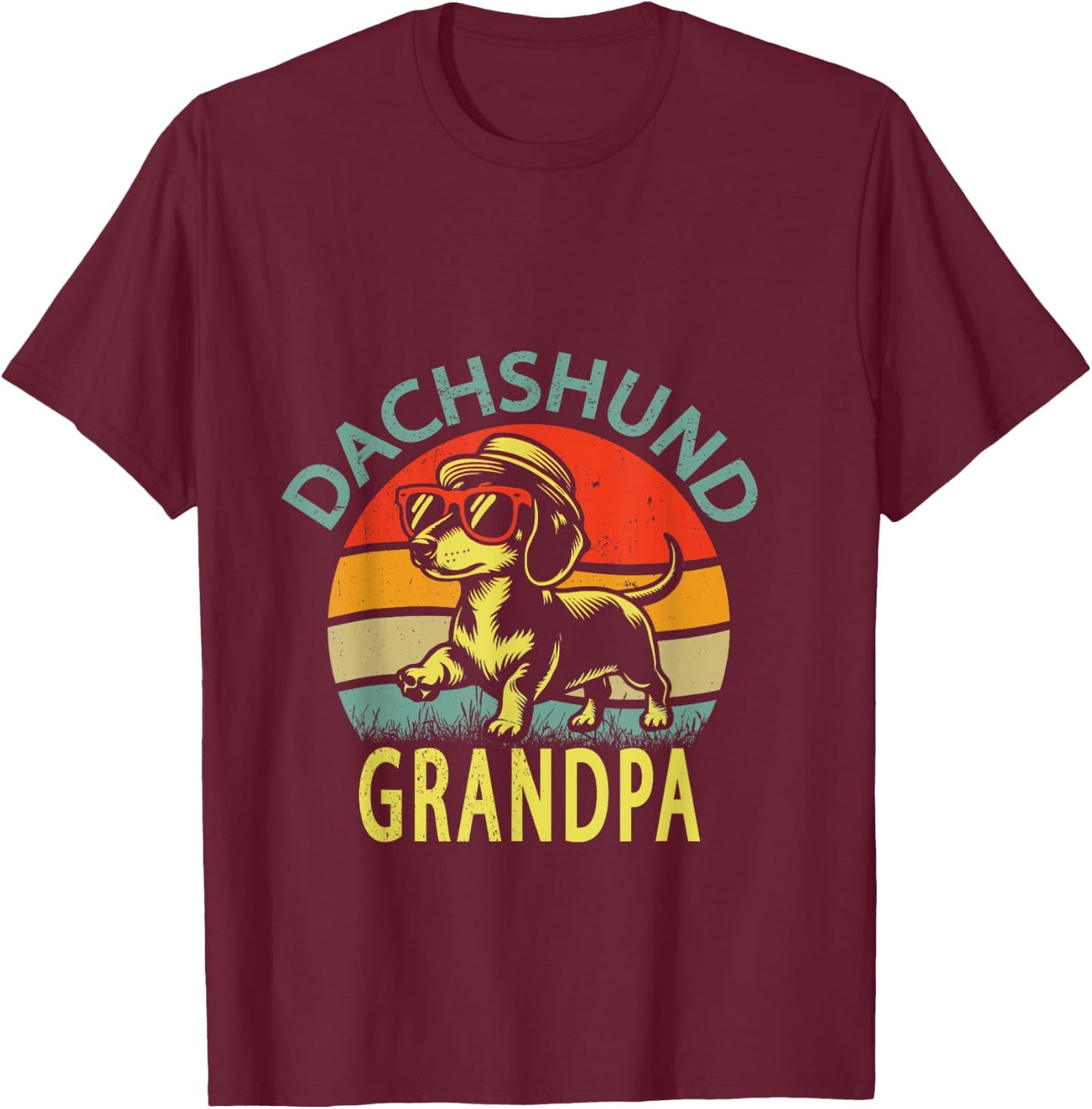 Funny Vintage Dachshund grandpa Father's Day T-Shirt - T-Shirt | Maroon