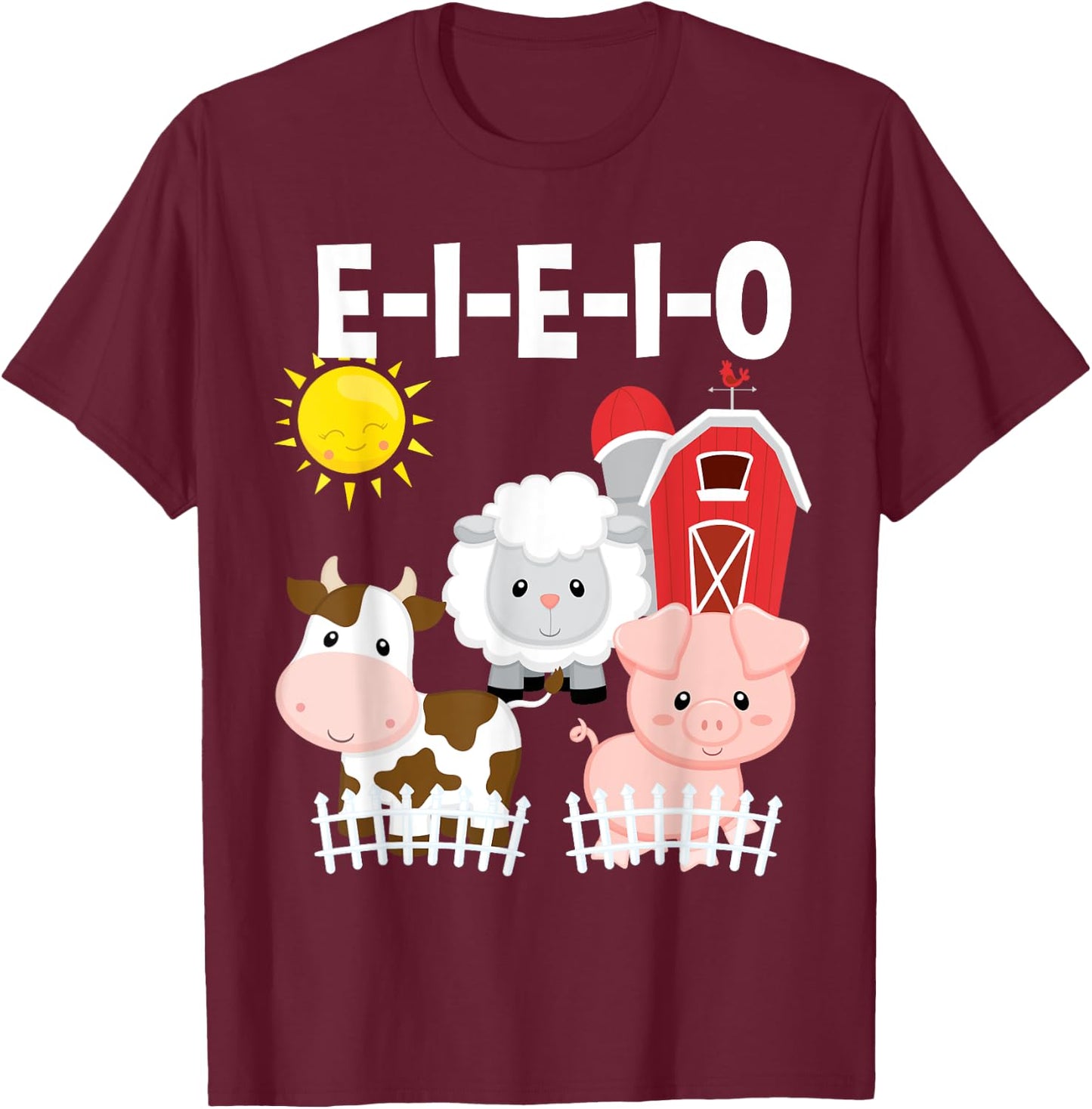 Toddler Kids Old MacDonald Had a Farm E-I-E-I-O Nursery Song T-Shirt - T-Shirt | Maroon
