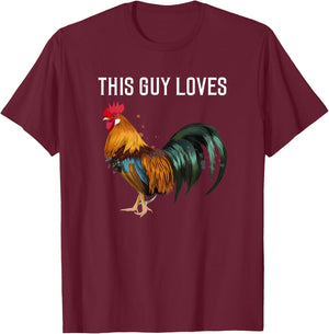 Funny Gay Man This Guy Loves Cock funny chicken Gift T-Shirt - T-Shirt | Maroon