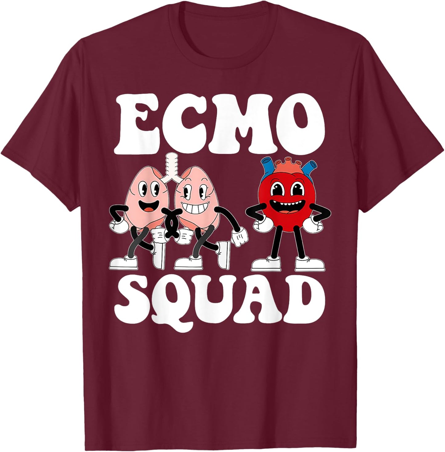 Retro ECMO Nurse Squad Ecmo Specialist Crew Cvicu ICU Peds T-Shirt - T-Shirt | Maroon