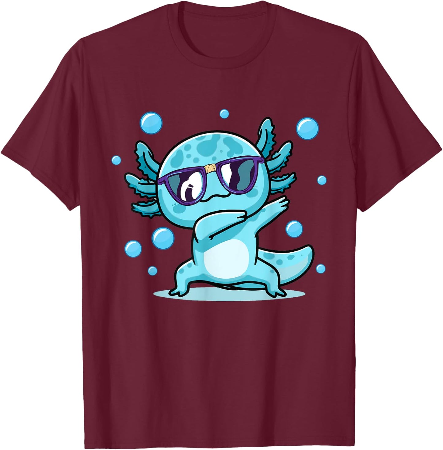 Cute Funny Axolotl Dabbing For Girls Boys Kids Women T-Shirt - T-Shirt | Maroon