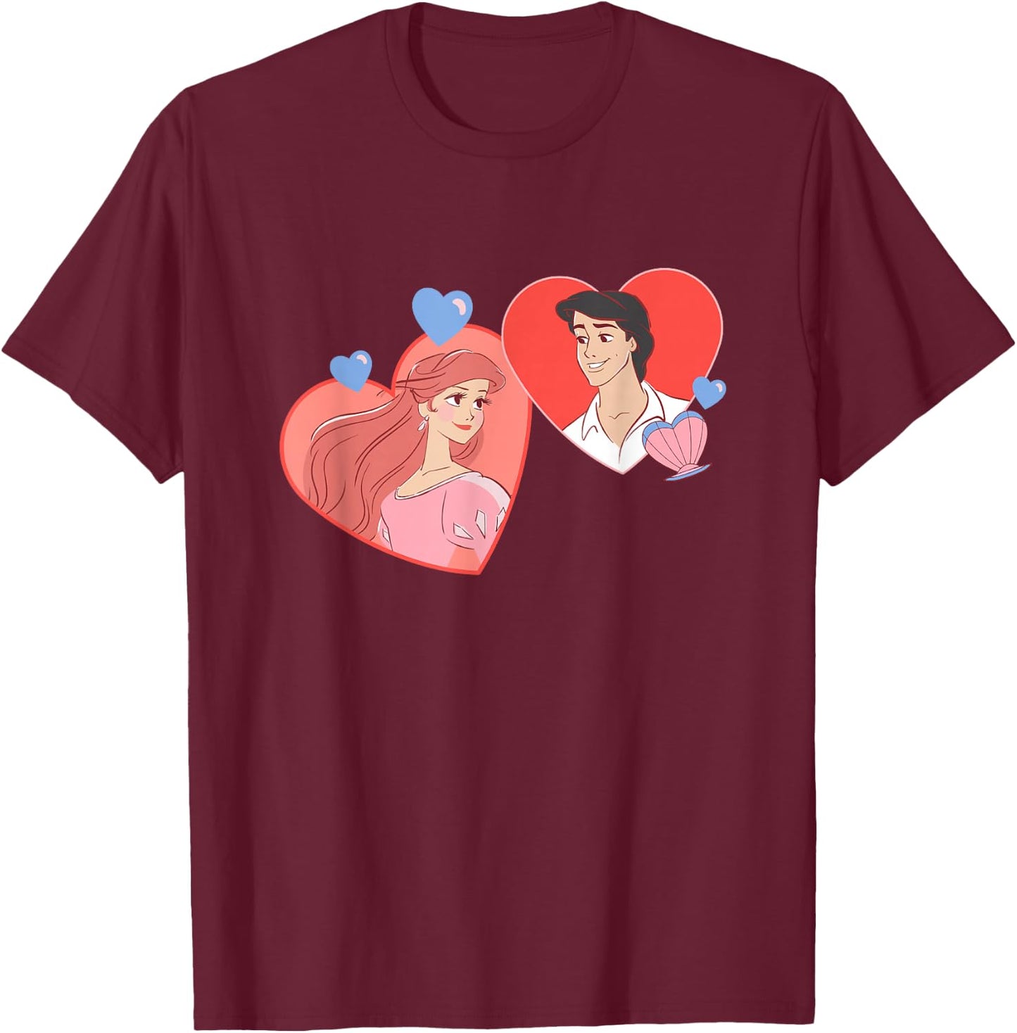 Disney The Little Mermaid Valentine's Day Ariel Prince Eric T-Shirt - T-Shirt | Maroon
