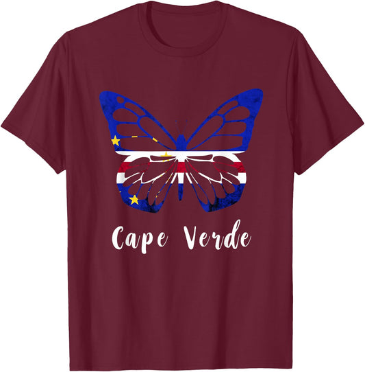 Cape Verde Butterfly Cape Verdean Pride Hope Cabo Verdean T-Shirt - T-Shirt | Maroon