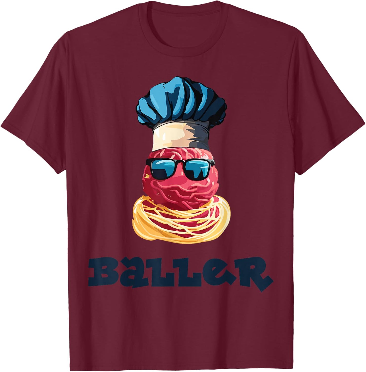 Sporty Chef, Meet Meatballer the Ballin’ Baller T-Shirt - T-Shirt | Maroon