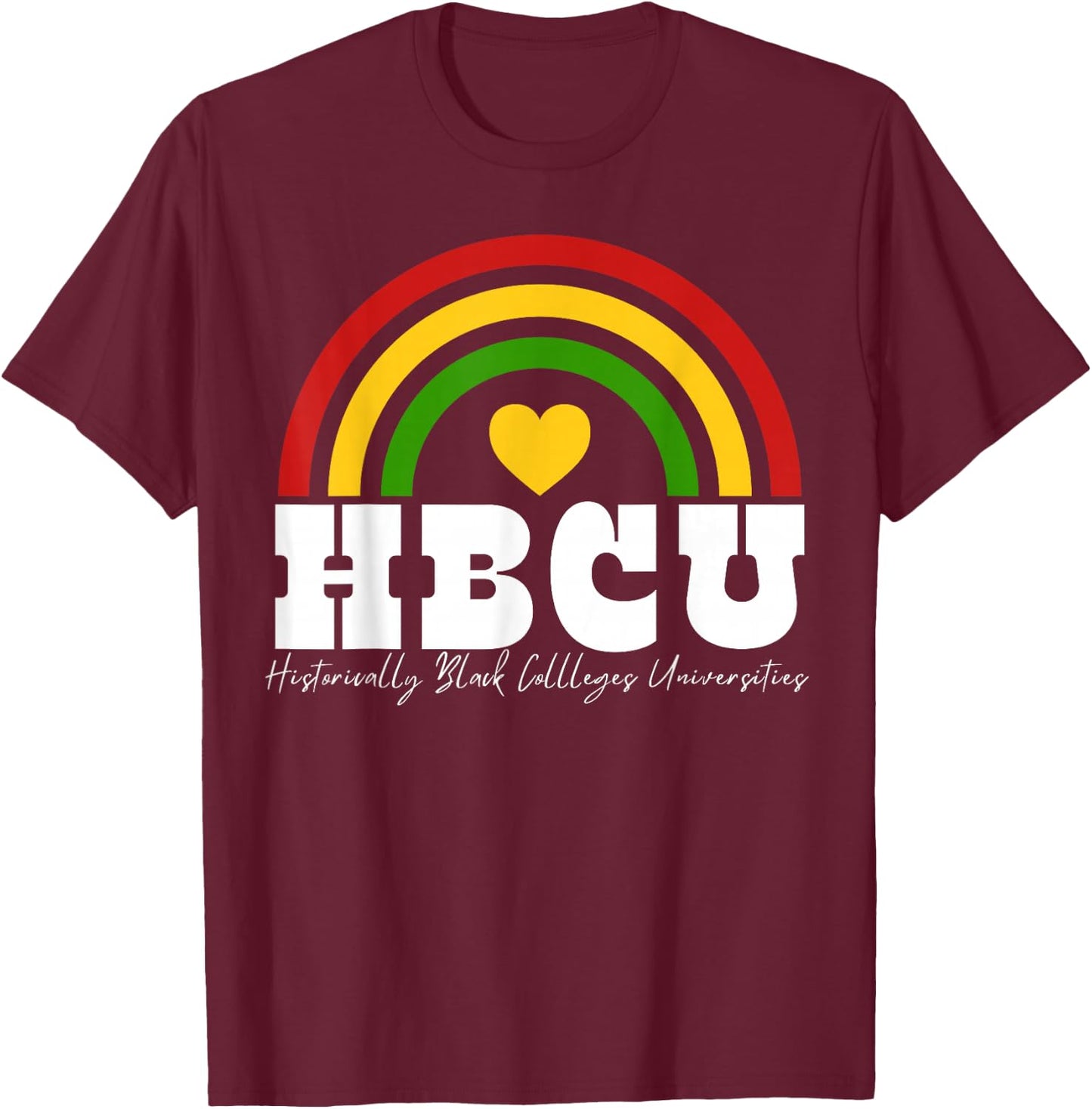 HBCU Apparel Rainbow Heart African American Art Design T-Shirt - T-Shirt | Maroon