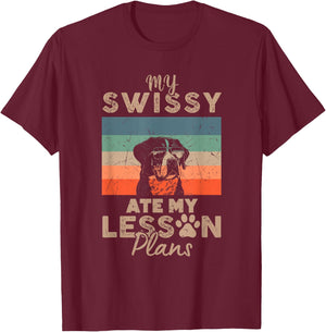 My Swissy Ate My Lesson Plans Funny Teacher Gifts Dog Lover T-Shirt - T-Shirt | Maroon