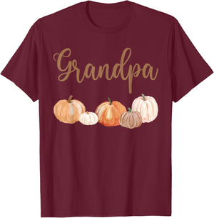 Grandpa of Little Pumpkin First Birthday Autumn Pumpkin T-Shirt - T-Shirt | Maroon