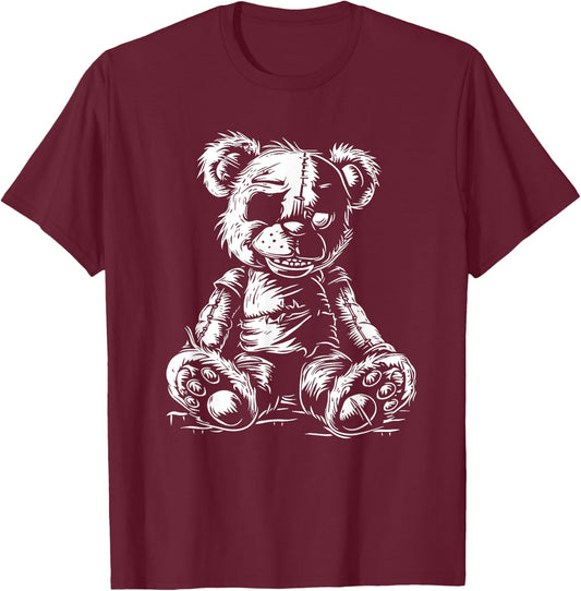 Horror Teddy Bear T-Shirt - T-Shirt | Maroon