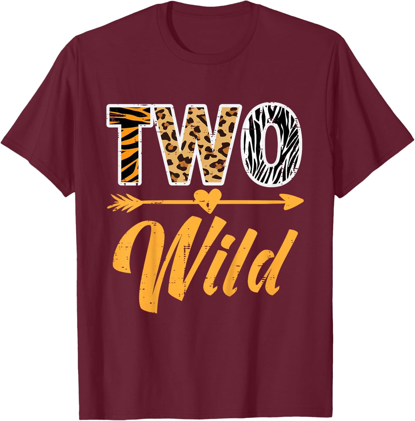 2nd Birthday Two Wild 2 Years Old Girls Boys Kids Toddler T-Shirt - T-Shirt | Maroon