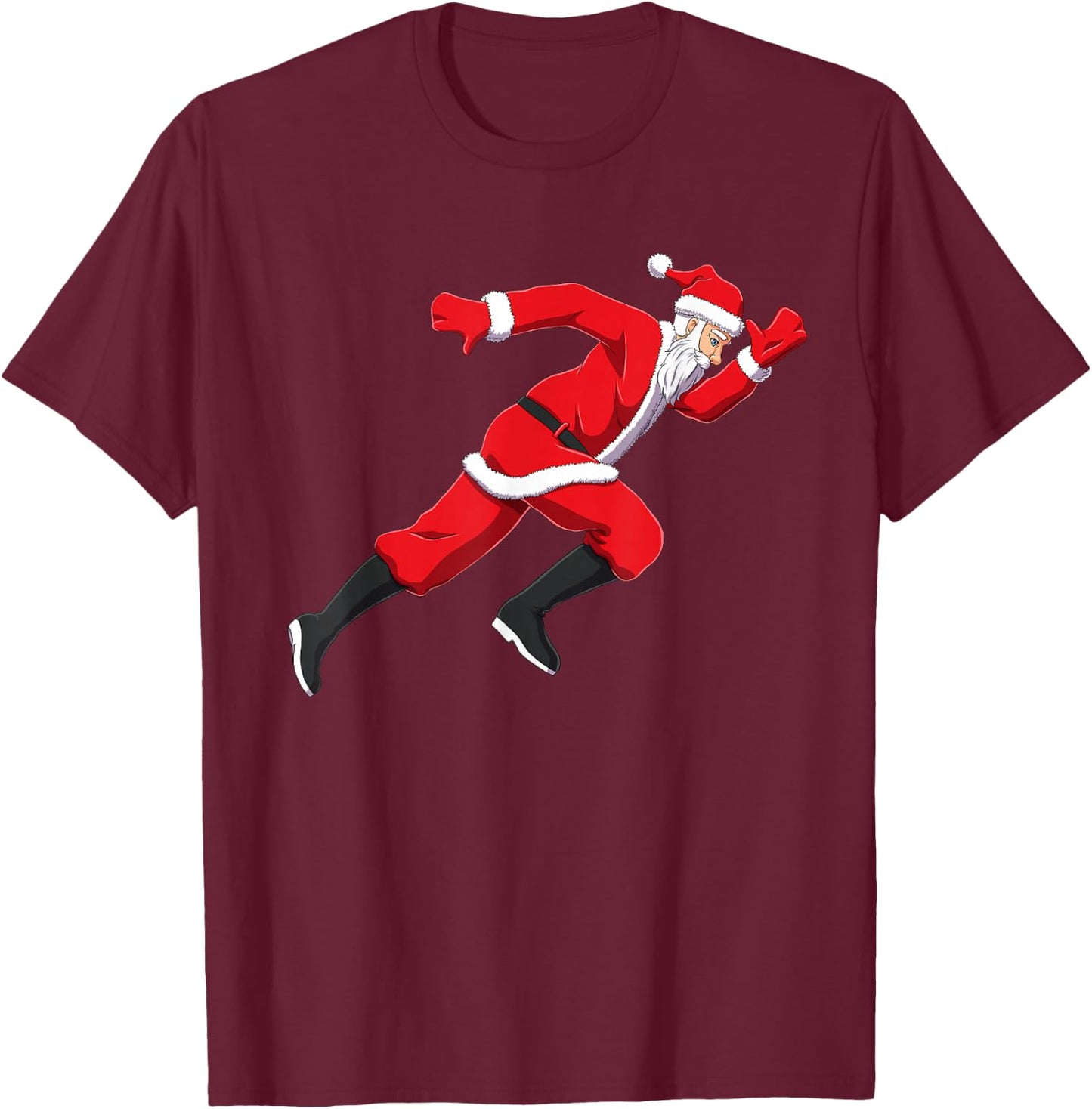 Funny Christmas Santa Sprinter Track and Field Runner T-Shirt - T-Shirt | Maroon