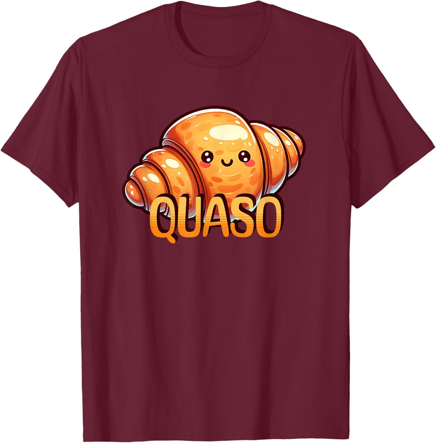 Croissant Kawaii Cute Quaso Meme T-Shirt - T-Shirt | Maroon