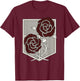 Attack on Titans Garrison Shield with Roses AOT Anime T-Shirt - T-Shirt | Maroon