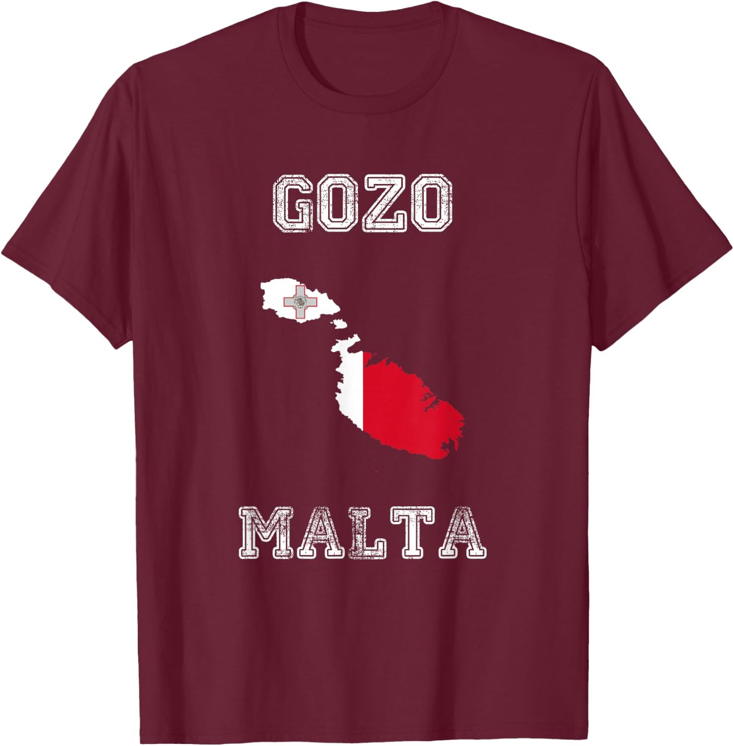 Malta Distressed Flag Gozo Pride T-Shirt - T-Shirt | Maroon