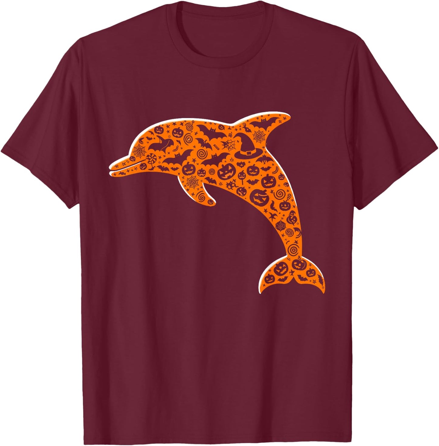 Funny Pumpkin Dolphin Candy Halloween Kids T-Shirt - T-Shirt | Maroon