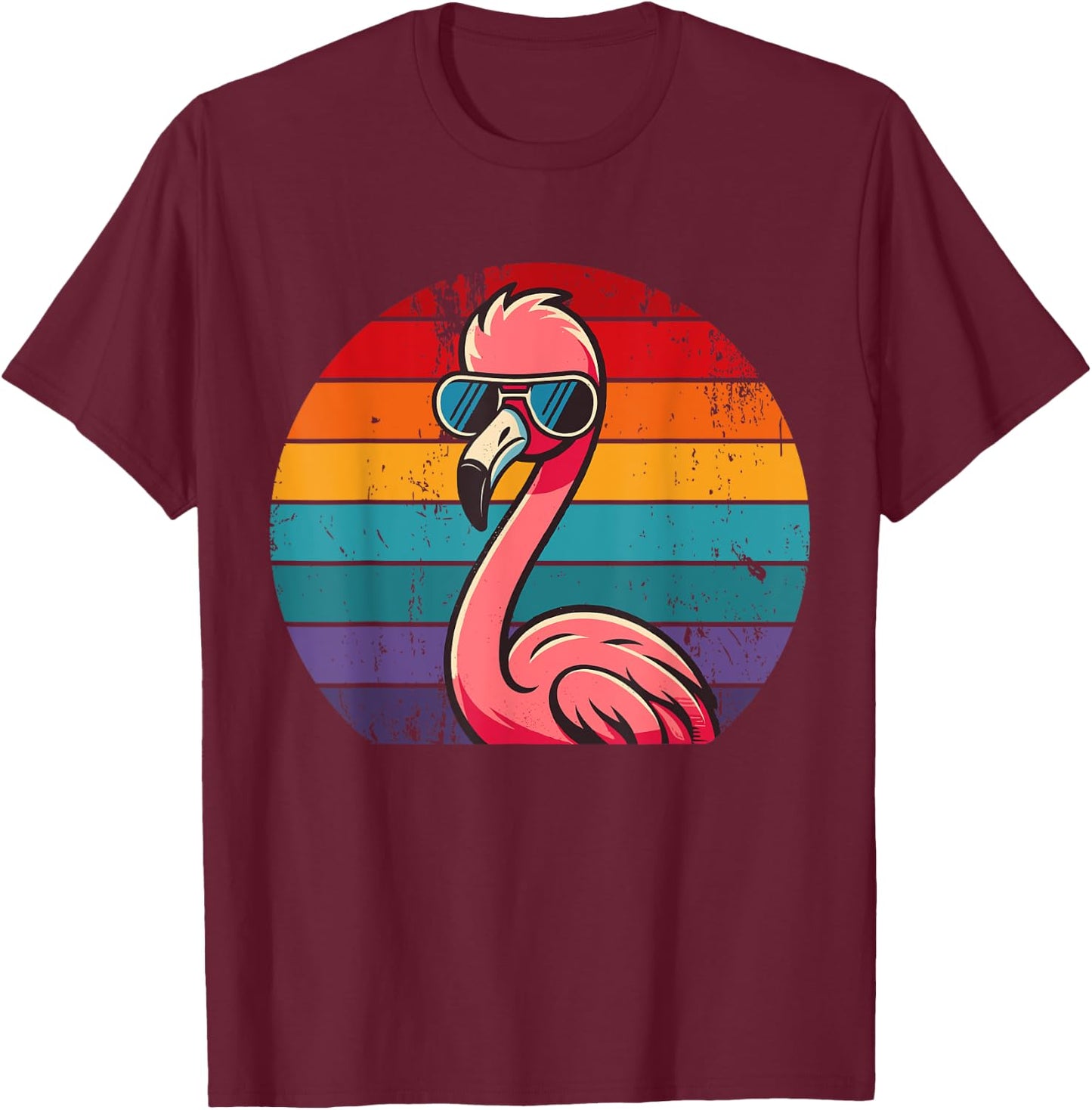 Pink Flamingo in Sunglasses Men Women Kids Funny Flamingo T-Shirt - T-Shirt | Maroon
