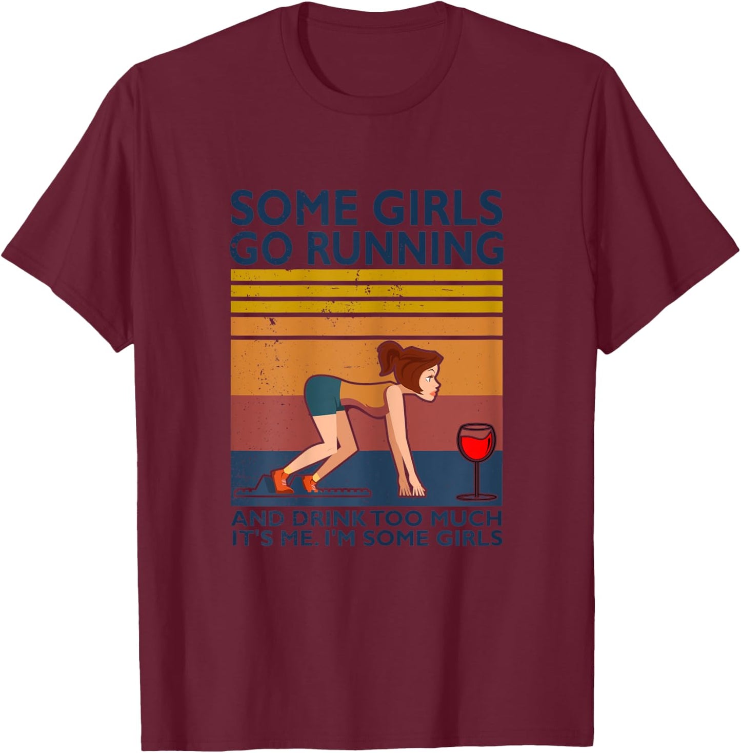 Jogger Marathon Alcohol Jogging Girls Funny Women Run T-Shirt - T-Shirt | Maroon